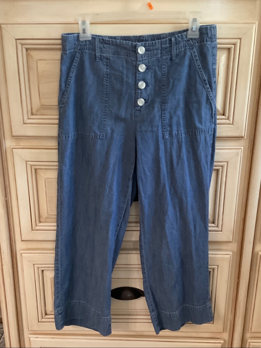 J. Jill Blue Button-Front Cropped Pants
